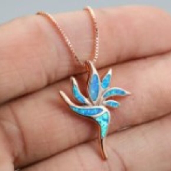 Long Opal Torch Pendant Necklace – 18K Gold Plated | Bold & Beautiful 16" + Ext - Picture 1 of 10